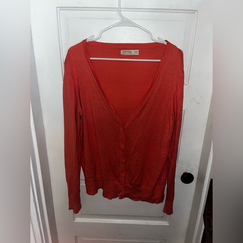 Faded Glory Burnt Orange Button Down Plus Size V-Neck Cardigan